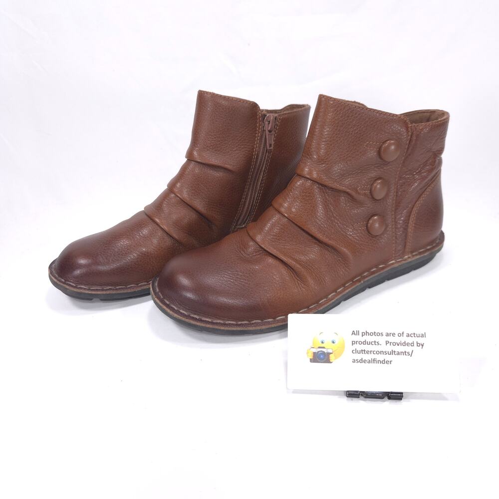 Collection by Clarks Casual Leather Zip Side Boot Womens Size 6.5 13281 Brown